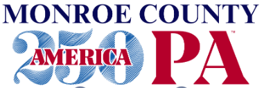 Logo in blue and red for Monroe County America 250